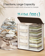 Feature panel showing the 2 sections holding a week of laundry for 2 people