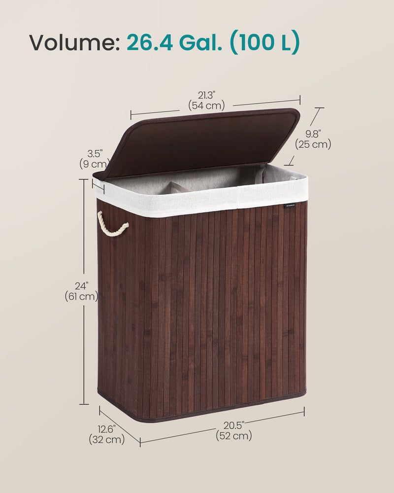 Dimension diagram labelling 52 x 32 x 61 cm and 100 litre capacity