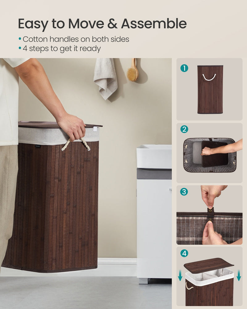 Feature panel showing the cotton side handles and the 4 step assembly