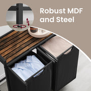  laundry basket with wooden top and metal frame