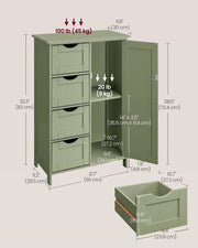 Dimensions diagram showing 55 x 30 x 82 cm cabinet with 45 kg top and 9 kg shelf load capacity
