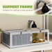 Wooden Tortoise House with Lamp Holder Clear Window Openable Tops and Tray Light Grey by PawHut