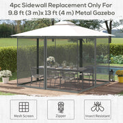 Outsunny 352 x 207cm Universal Replacement Mesh Sidewall Netting for Patio Gazebos and Canopy Tents, (Sidewall Only) Dark Grey AOSOM