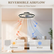 Ceiling Fan with Adjustable Light for Year Round Comfort and Quiet Bedroom Use Black AOSOM