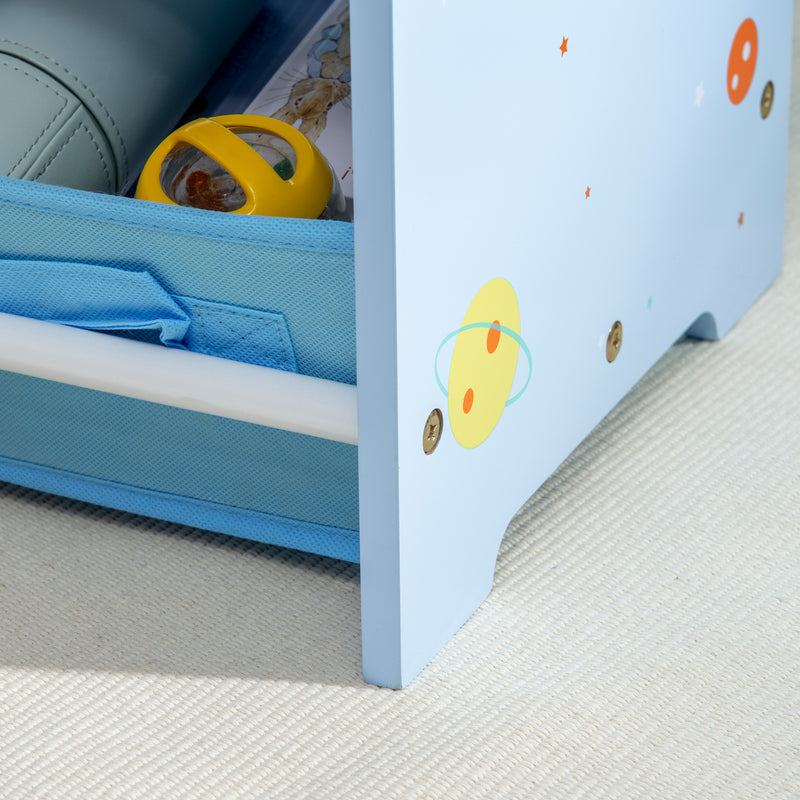 3 Piece Kids Bedroom Furniture Set With Bed Toy Box And Storage Baskets Blue AOSOM