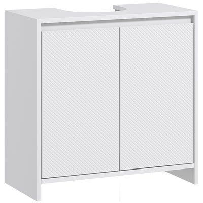 Under Sink Bathroom Cabinet With Shelf and Double Doors Freestanding Design, White