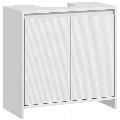 Under Sink Bathroom Cabinet With Shelf and Double Doors Freestanding Design, White