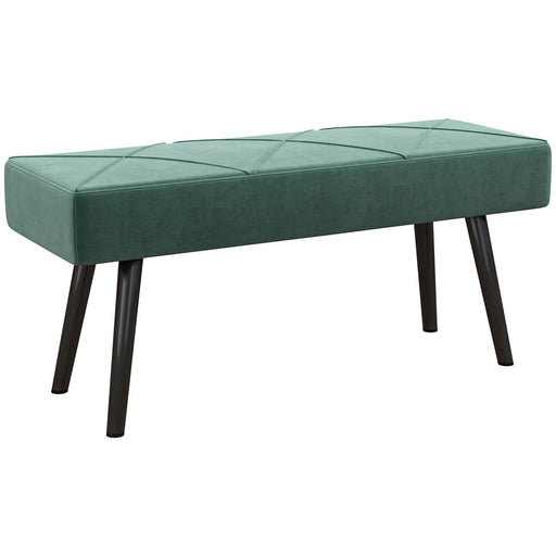 Upholstered End of Bed Bench with X Frame Steel Legs for Bedroom or Hallway, Green