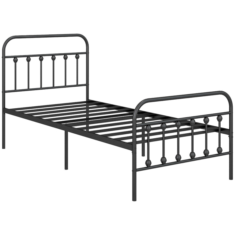 Single Metal Bed Frame with Strong Support Ideal for Guest or Spare Room Use Black