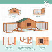 Wooden Guinea Pig Hutch with Ramp Two-Level Shelter for Outdoor Use Golden Red AOSOM