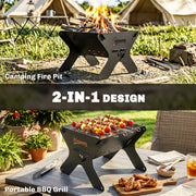 Portable Charcoal BBQ Grill and Fire Pit for Camping and Garden Gatherings Black Outsunny