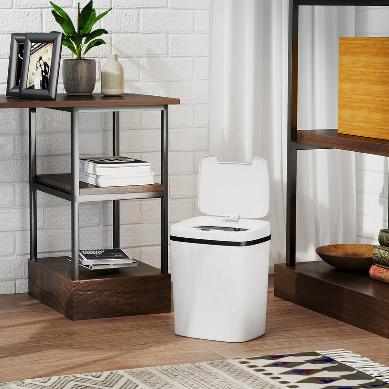 15L Touchless Sensor Bin With Automatic Lid Easy Clean For Kitchen Or Bathroom White AOSOM