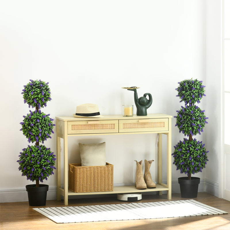 Set of 2 Artificial Lavender Ball Trees with Pots for Indoor or Outdoor Display, Purple