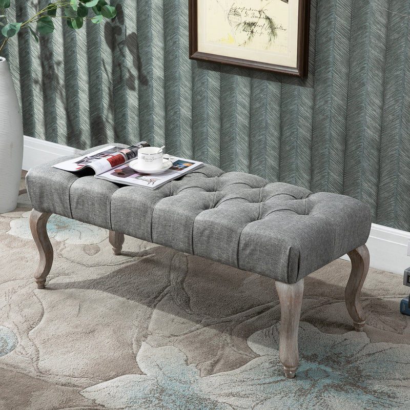 Tufted Upholstered Fabric Bench Seat With Storage For Bedroom Living Room Or Hallway