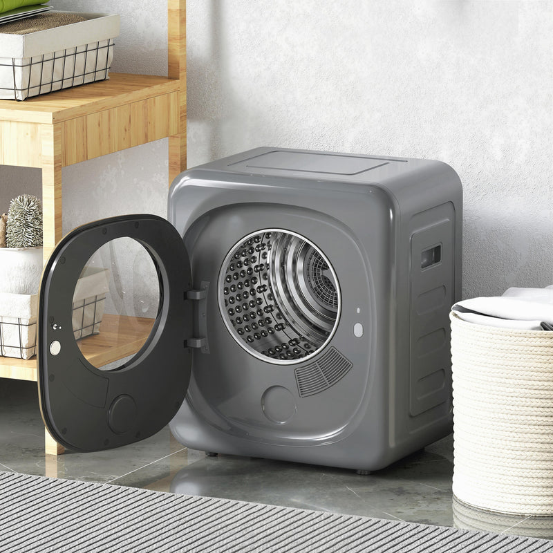 Tumble Dryer for Small Spaces 4 kg Capacity with Quick Drying and Easy Touch Controls Grey AOSOM