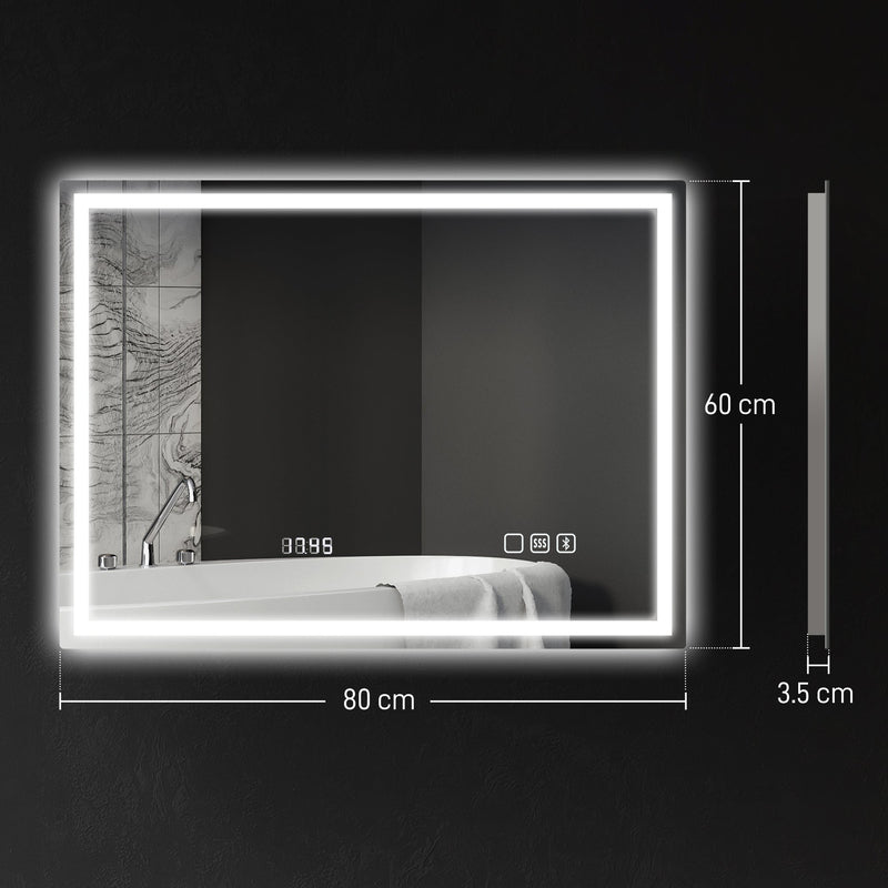 Dimension diagram showing the mirror at 80 cm wide, 60 cm high and 3.5 cm deep