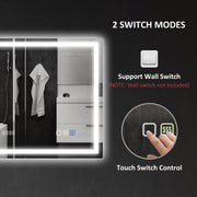 Wall switch and touch switch control diagram showing the two available switch modes