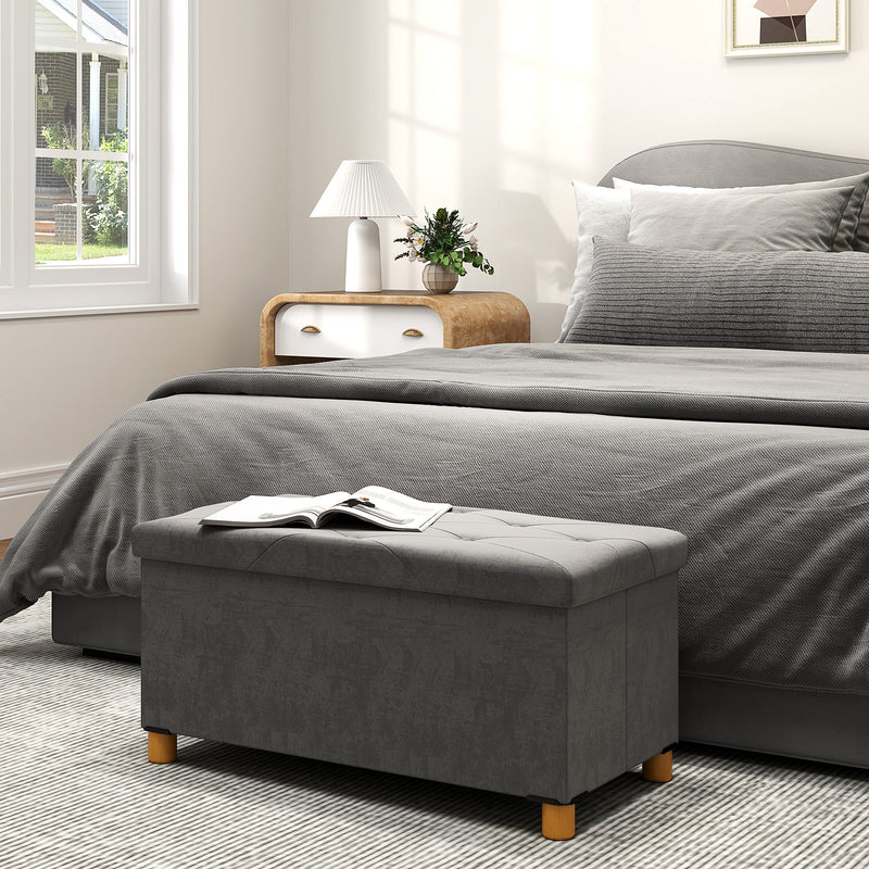 Velvet storage ottoman - Grey