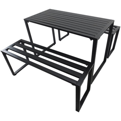 4-Seater Outdoor Metal Picnic Table and Bench Set, Black Outsunny