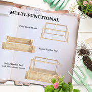 Wooden Greenhouse Planter Box With Lift-Up Lid For Growing Plants Outdoors