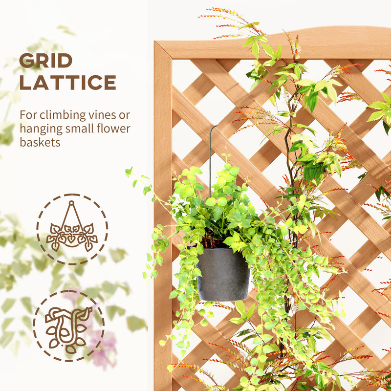 Wooden Garden Planter Box With Trellis For Climbing Plants And Flowers Brown Outsunny