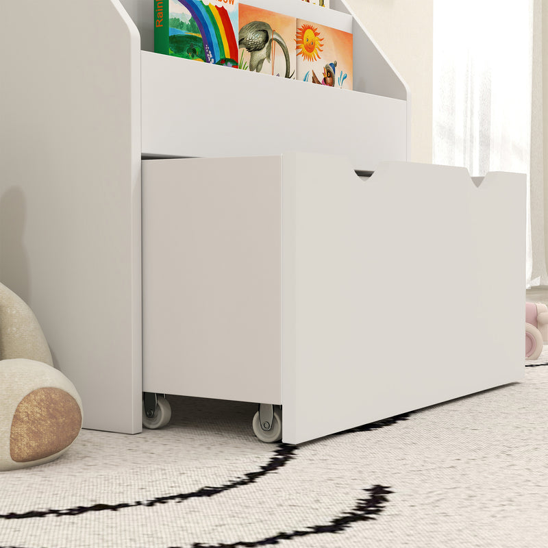 Kids Bookcase with Shelves and Drawer for Bedroom or Playroom Storage White AOSOM