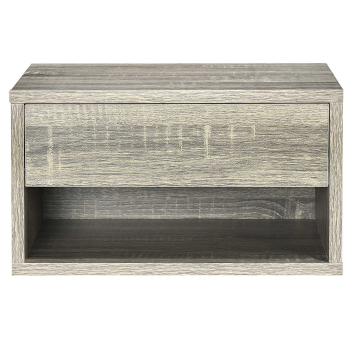Set of Two Floating Bedside Tables with Drawer and Shelf Brown Wood Effect by HOMCOM