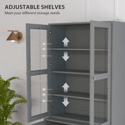 Grey Double Storage Display Cabinet with Shelves by HOMCOM