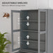 Grey Double Storage Display Cabinet with Shelves by HOMCOM