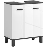 Under Sink Bathroom Cabinet High Gloss White Modern Storage Unit by HOMCOM