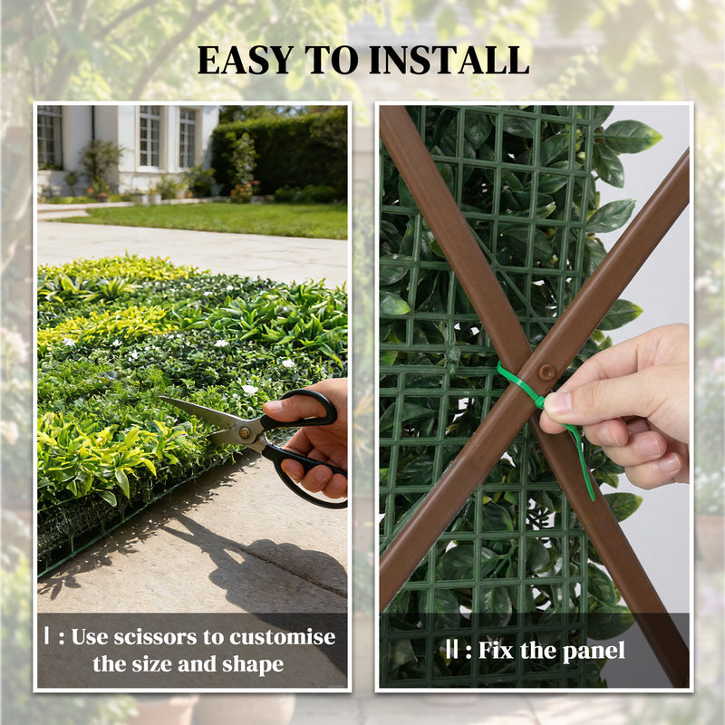 Artificial Plant Wall Panel for Privacy and Year Round Greenery Indoors or Outdoors Green Outsunny