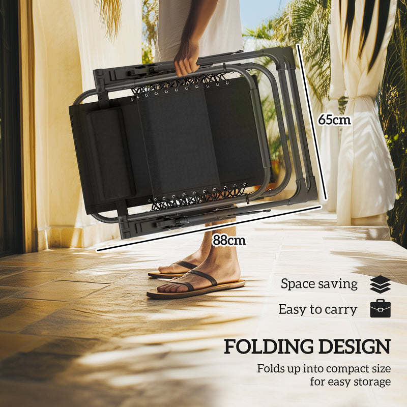 Set of Two Brown Reclining Sun Loungers with Cushions for Garden and Patio by Outsunny