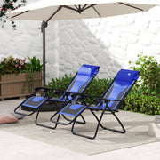 Set of 2 Blue Zero Gravity Outdoor Reclining Chairs with Padded Seat and Cup Holder by Outsunny