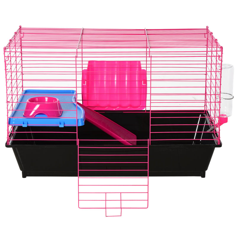 Small Animal Metal Cage With Tunnels For Hamsters And Guinea Pigs Pink AOSOM