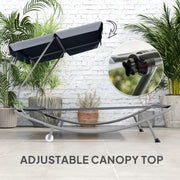 Double Outdoor Bed with Canopy Light Grey Relaxing Garden Lounger by Outsunny