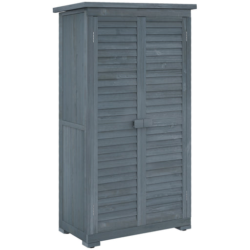 Grey Fir Wood Garden Storage Cabinet 39.5 x 79cm by Outsunny