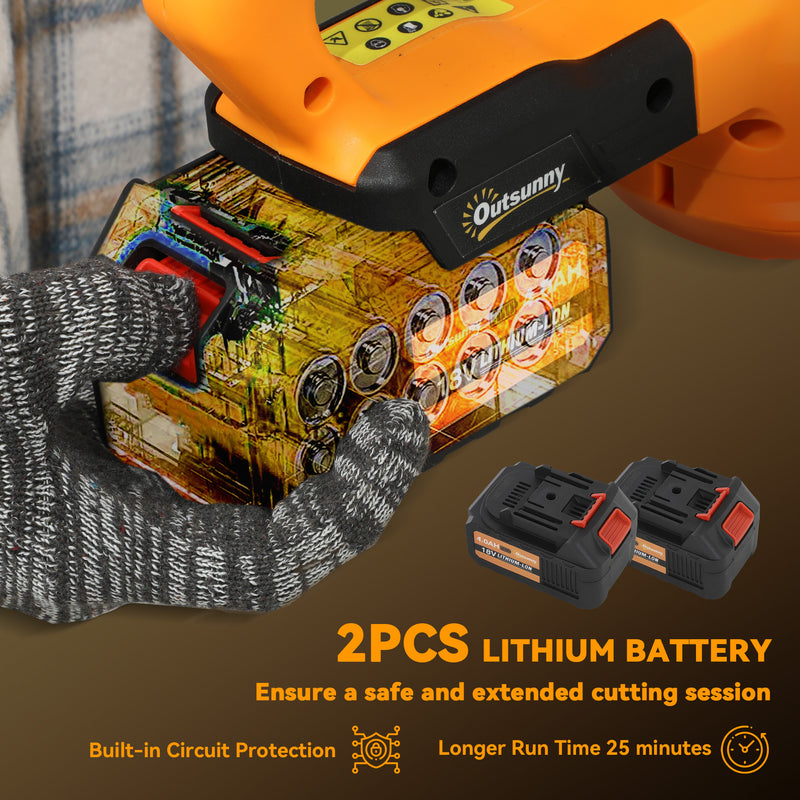 Cordless Electric Hedge Trimmer with 51cm Blade and 2 Batteries for Shrubs by Outsunny