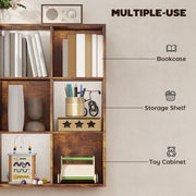 3 Tier 9 Cube Storage Unit With Cupboard Ideal For Home Office Organisation Rustic Brown