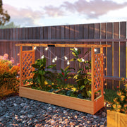 Wooden Raised Planter Box With Trellis and Drainage Ideal For Outdoor Garden Use Grey Outsunny