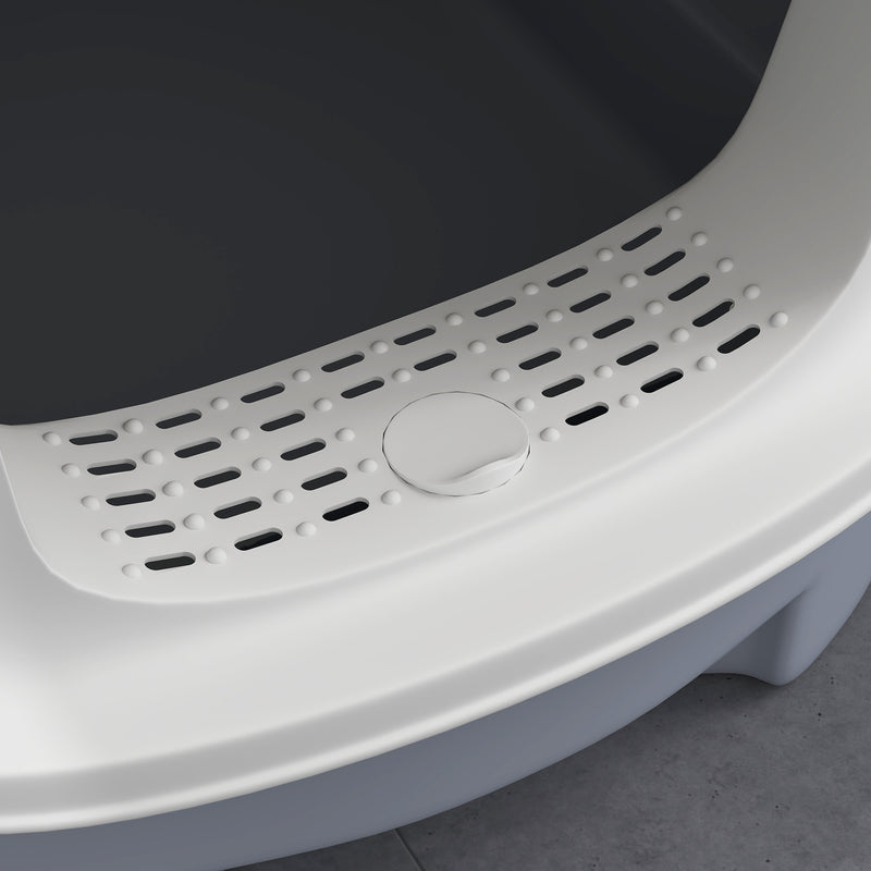 Grey Covered Cat Litter Box With Lid Scoop Deodorisation Bags and Drawer Tray by PawHut