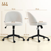Teddy Fleece Swivel Office Chair With Wheels And Adjustable Height For Home Cream White AOSOM