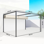 Metal Pergola With Retractable Canopy Roof For Garden Or Patio Shelter 3x2m Cream White AOSOM