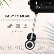 Portable Charcoal BBQ Grill with Wheels and Utensils for Outdoor Cooking and Camping by Outsunny