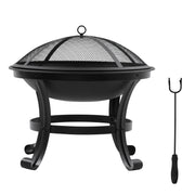 Outsunny Outdoor Fire Pit, Firepit with Mesh Lid, Poker, for Camping, Bonfire, Picnic, Black AOSOM