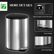20L Stainless Steel Kitchen Bin With Soft Close Lid Ideal For Home Use, Silver