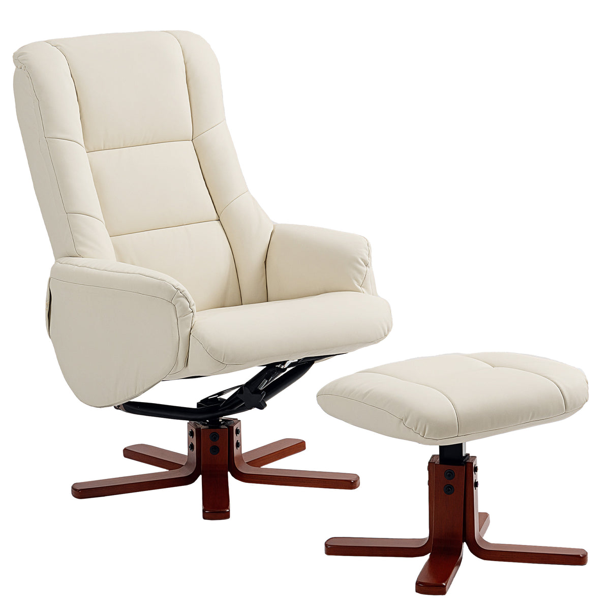 Buy PU Leather Rocking Recliner Chair With Footstool Cream | Opal Retail