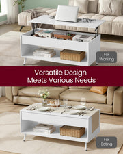 Vasagle lift-top coffee table used for laptop work and as a dining table