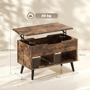 Dimension diagram of the lift top coffee table showing 75 x 40 x 47 to 58cm size and 30kg weight capacity