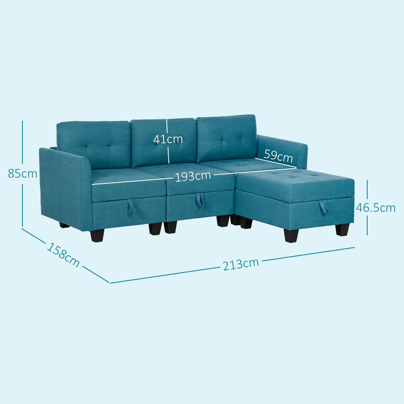 Dimension diagram showing 213cm width, 158cm depth, 85cm height and seat measurements