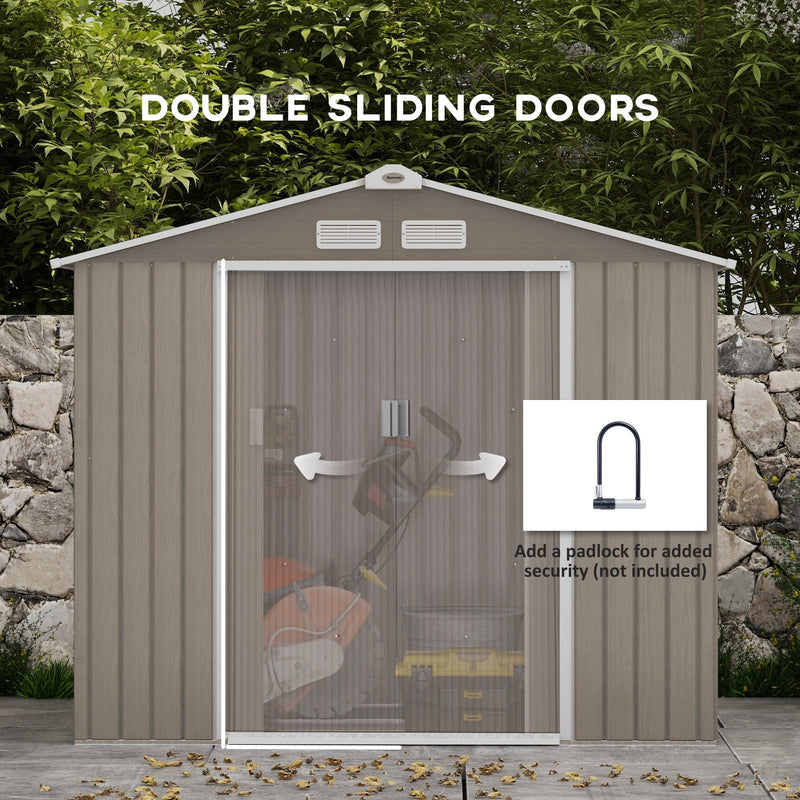 Double sliding doors marked with sliding arrows, plus a note that a padlock is not included
